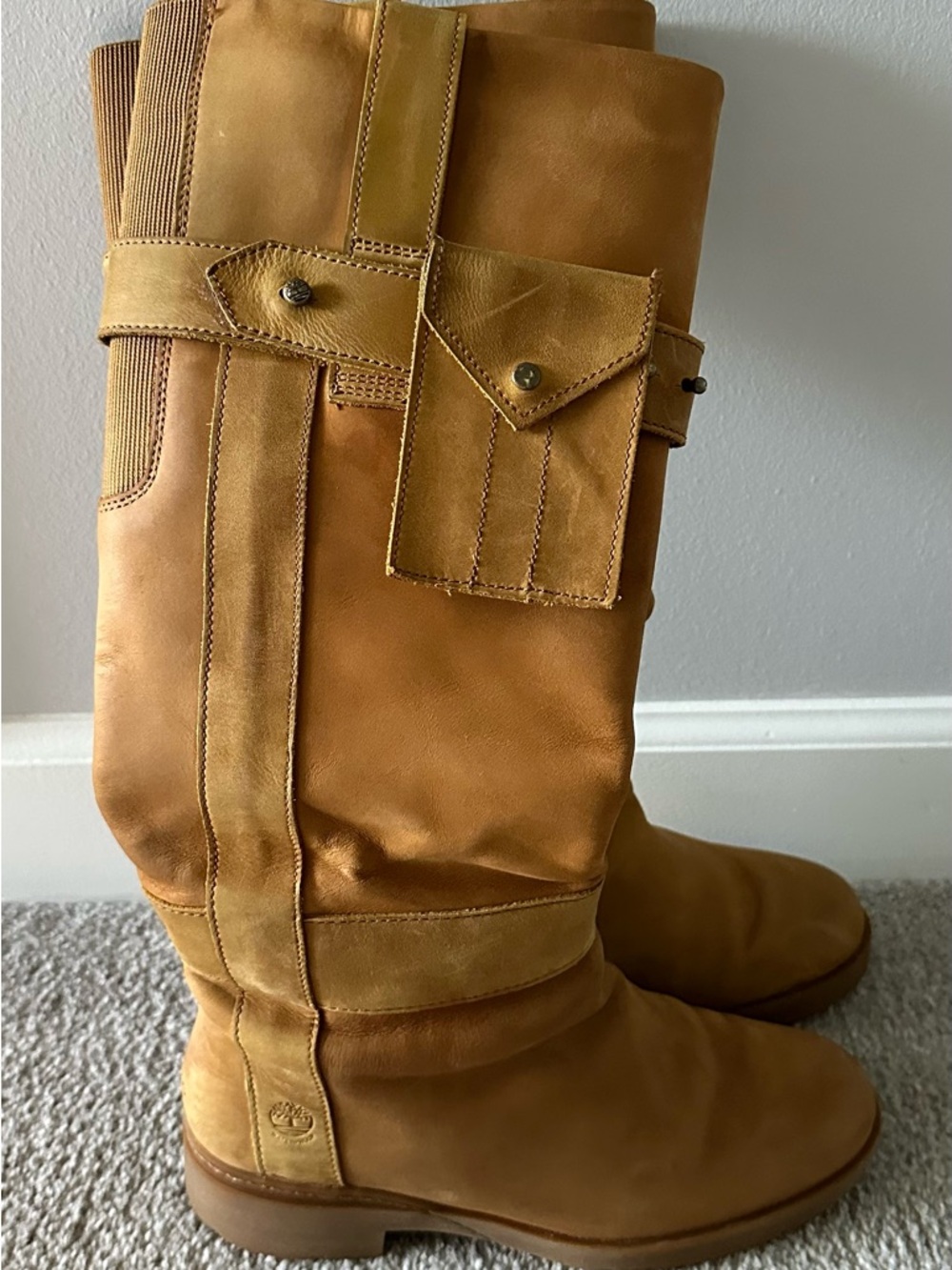 Timberland Wheat Brown Leather Knee Boots